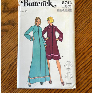UNCUT Vintage 1970s Butterick 5742 Sewing Pattern Size XS 10 Womens Robe Caftan